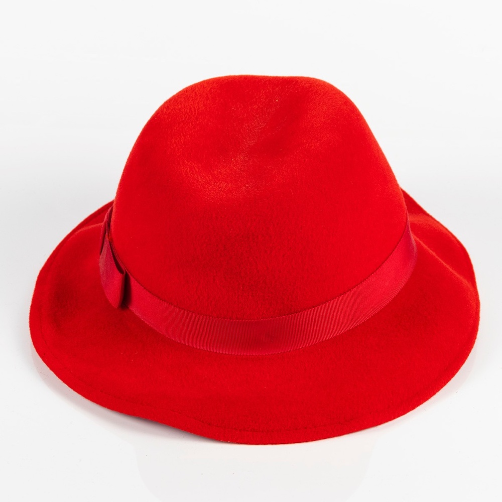 Lord & Taylor Classic Red Rabbit Felt Hat with Matching Grosgrain Ribbon Bow